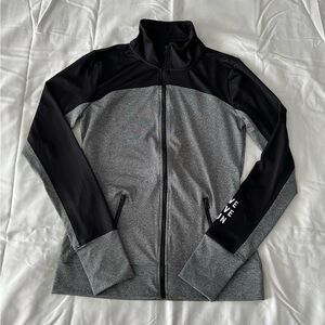 Grey And Black Zip-Up Running Jacket